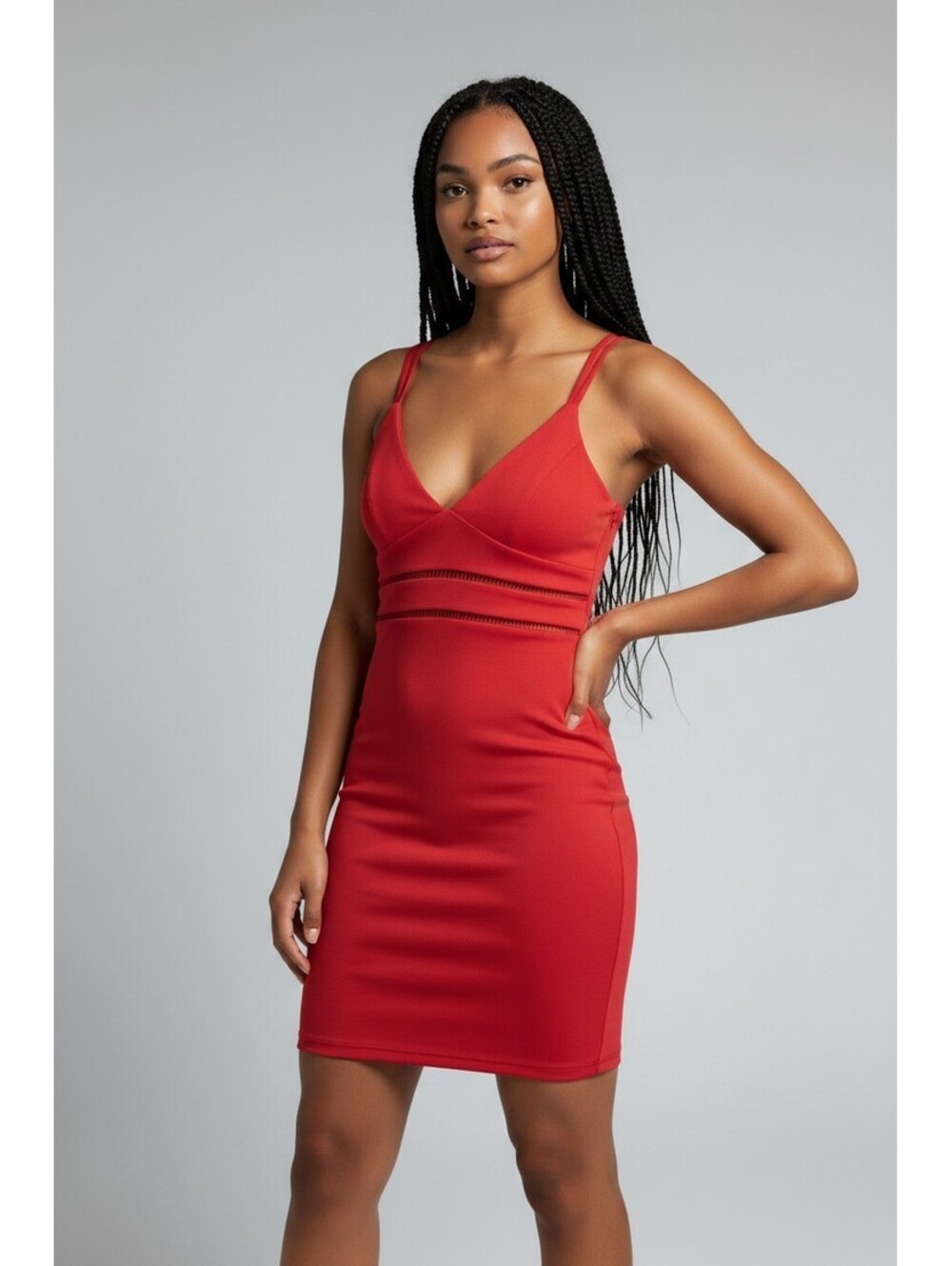 Lulus Cocktails and Confidence Red Crochet Ladder Trim Bodycon Mini Dress Small